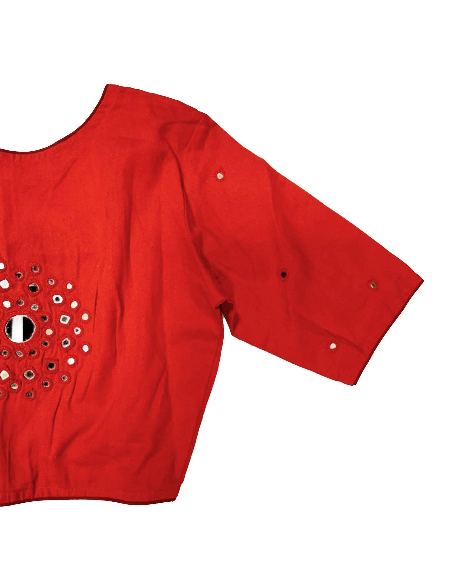 Mirror-work Red Blouse - Shoi 