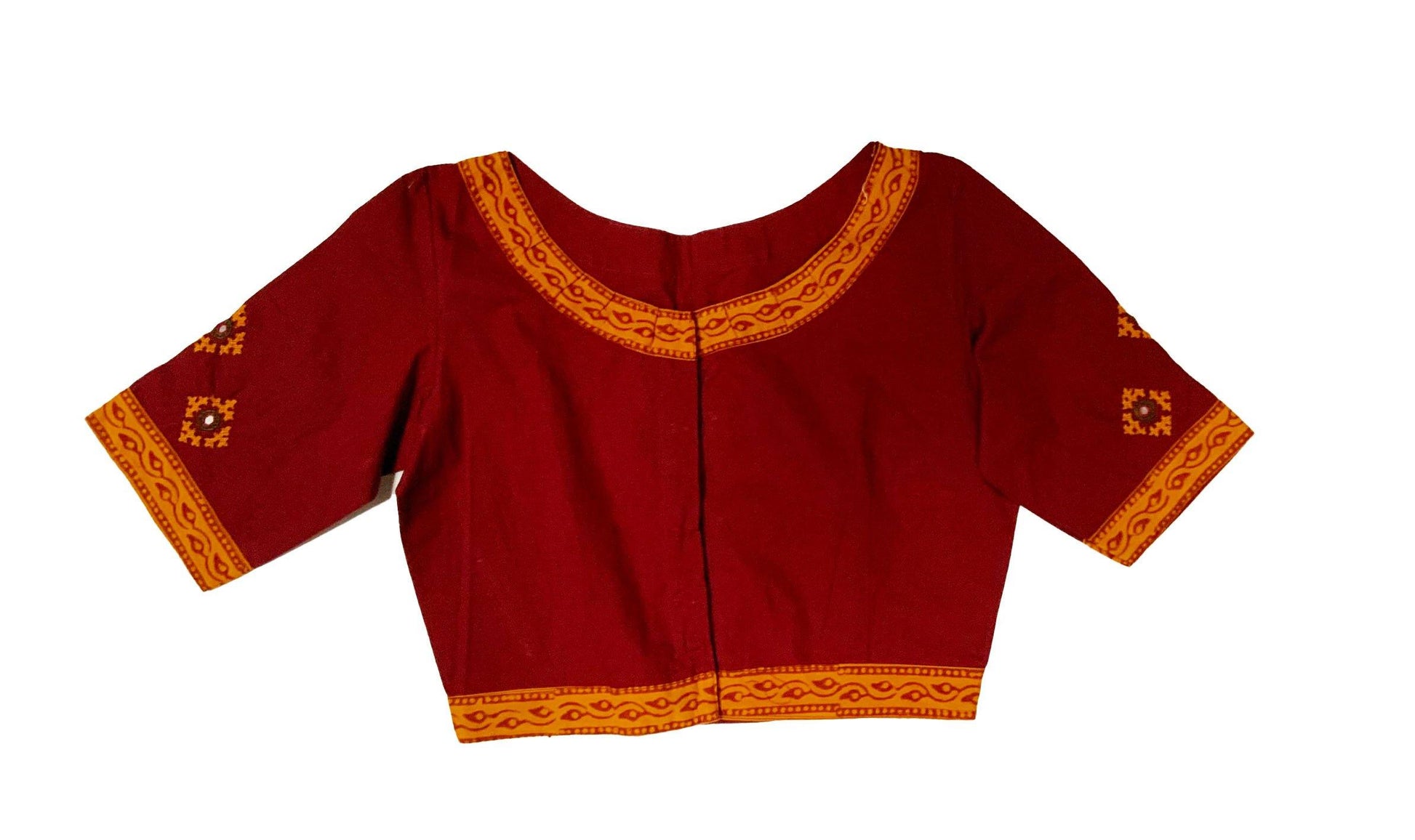 Mirror-work Embroidered Red Blouse - Shoi 